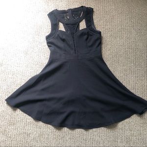 Black Formal Mini Dress with Lace Details